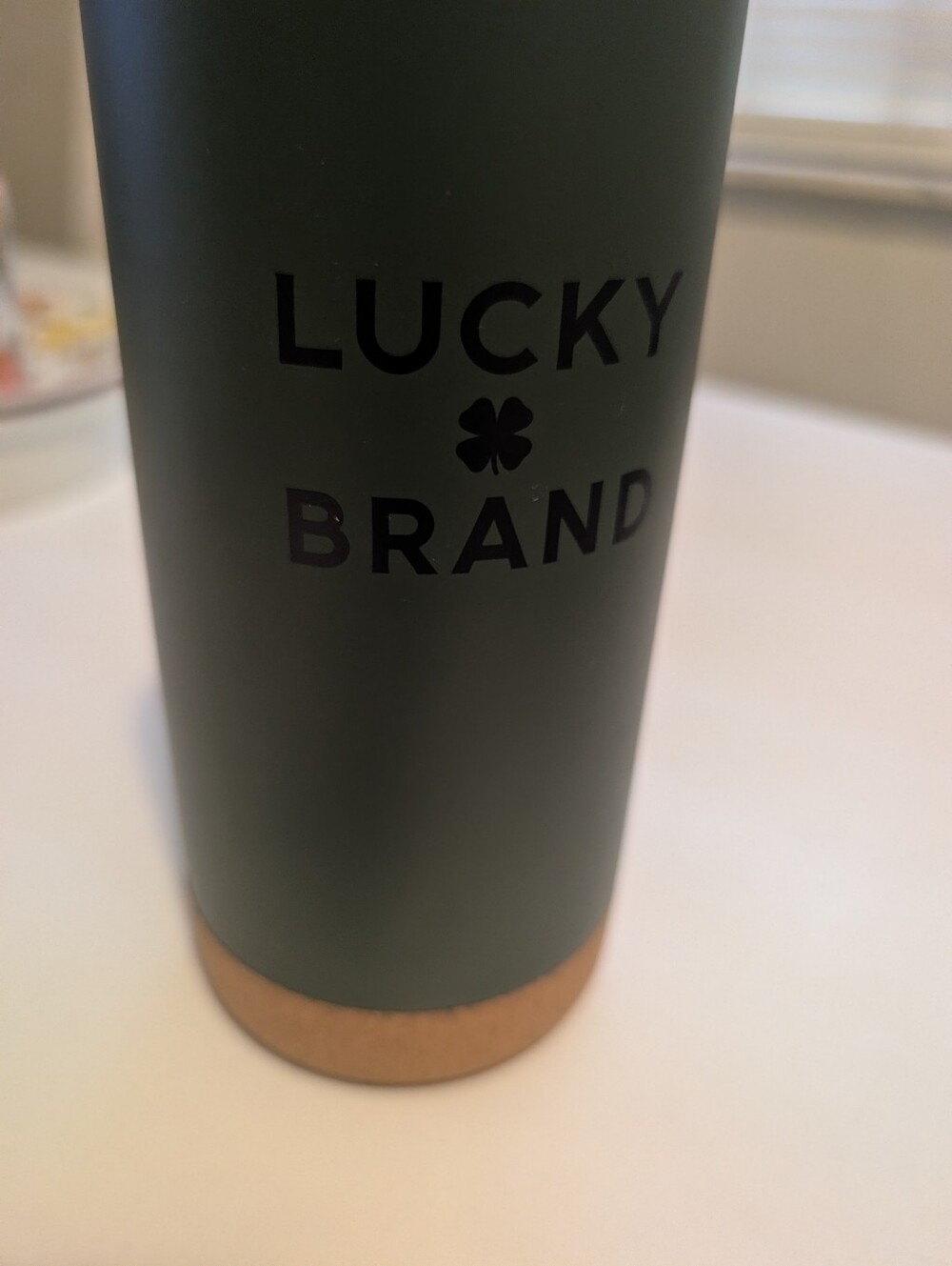 Lucky Brand Matte Forest Green Accent Tumbler with Natural Tan Base